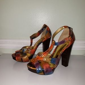 BCBG Animal Print Leather Heels 8.5